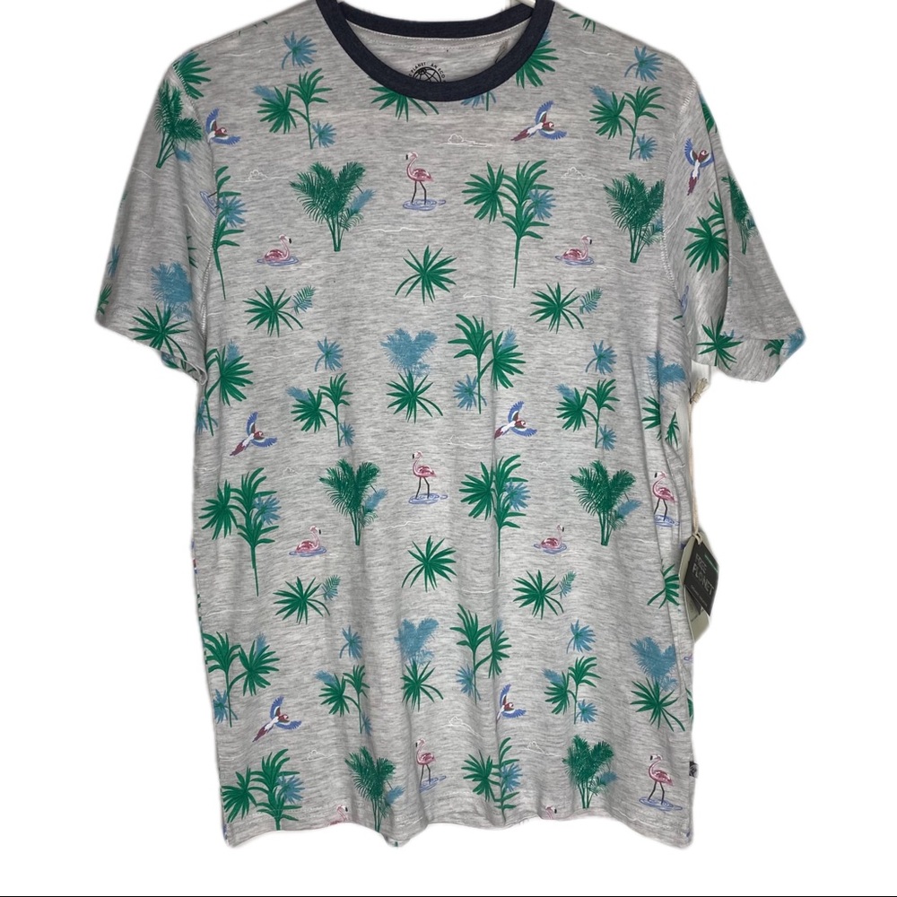 Free Planet Eco Friendly Organic Cotton Tropical Palm Flamingo Parrot T-shirt